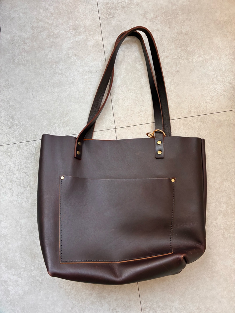 Portland Leather Classic Brown Leather Tote Bag with key loop